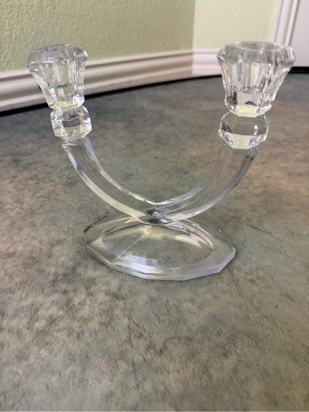 Clear Glass Double Candle Holder